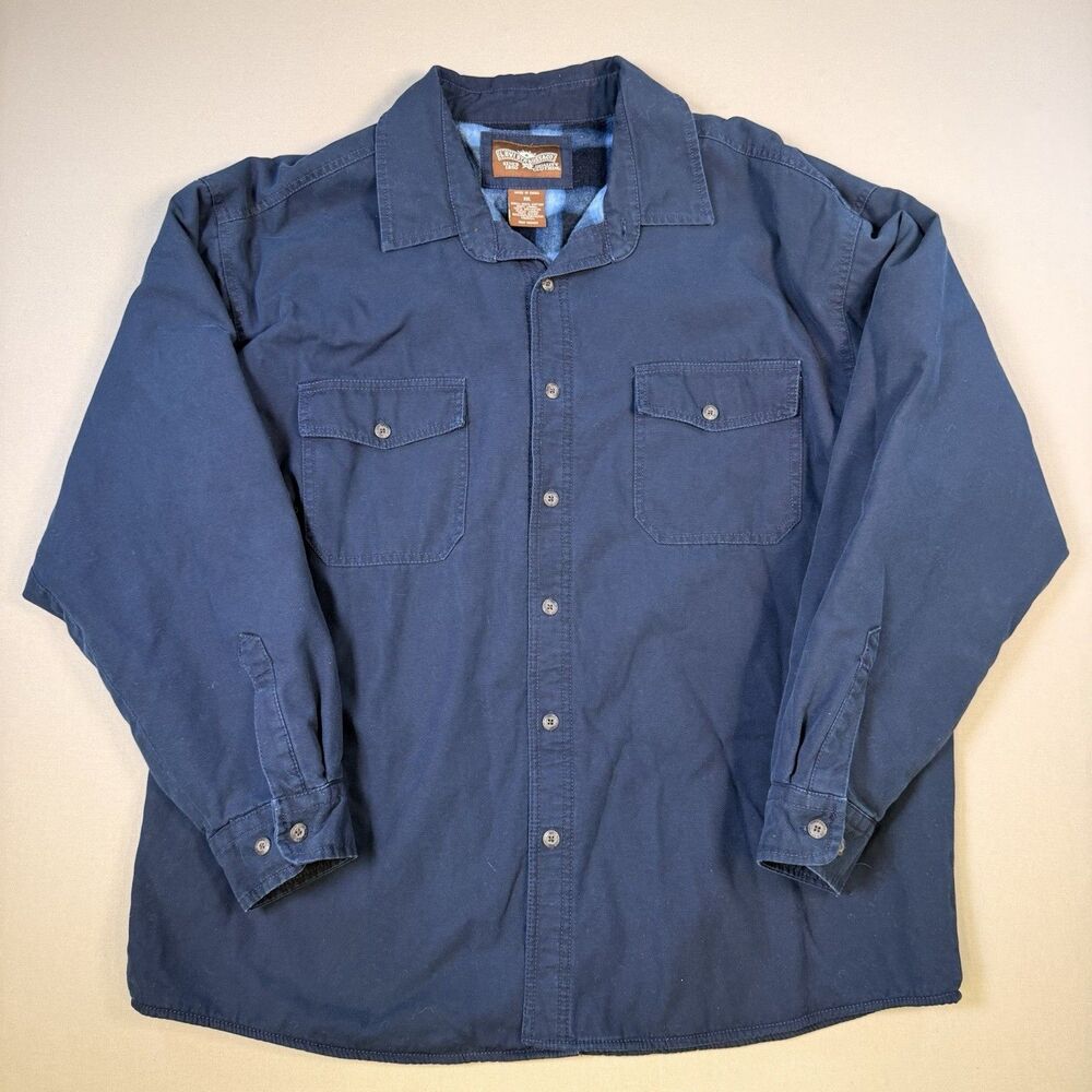 Levi Strauss & Co Men's Blue Plaid Flannel Lined Shacket Work Shirt Jacket XXL